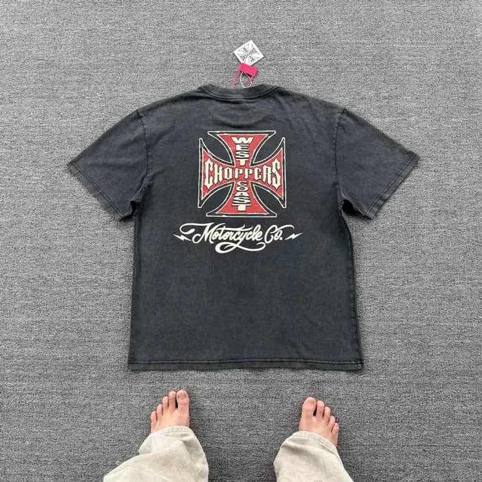 T-shirt homme style américain vintage délavé avec imprimé graphique
