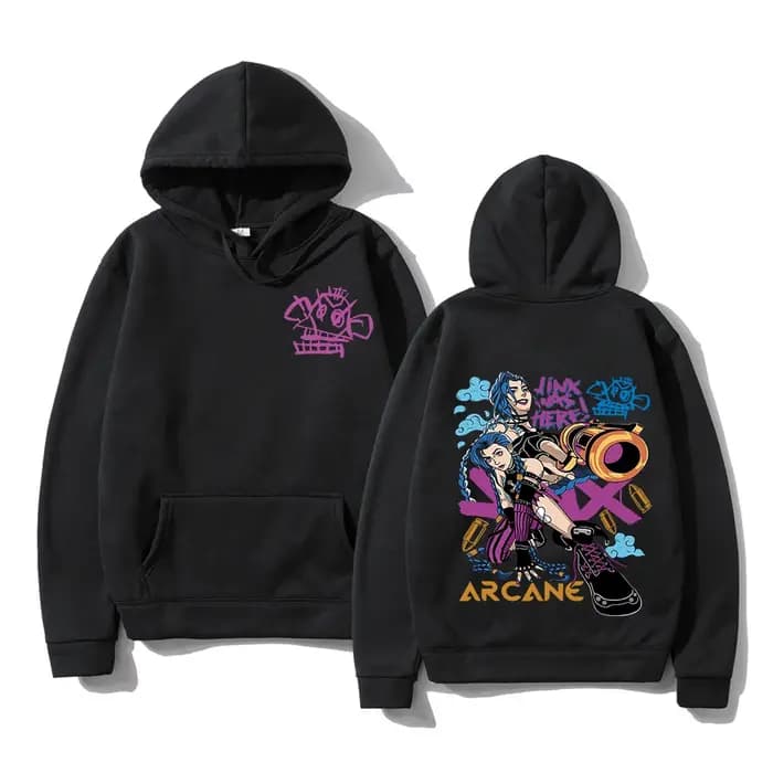 Arcane Jinx sweat à capuche mode hommes Harajuku Anime lapin singe sweats