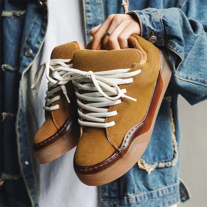 Chaussures de skateboard en cuir suédé pour hommes