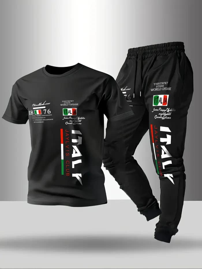 Ensemble T-shirt et pantalon à col rond pour hommes