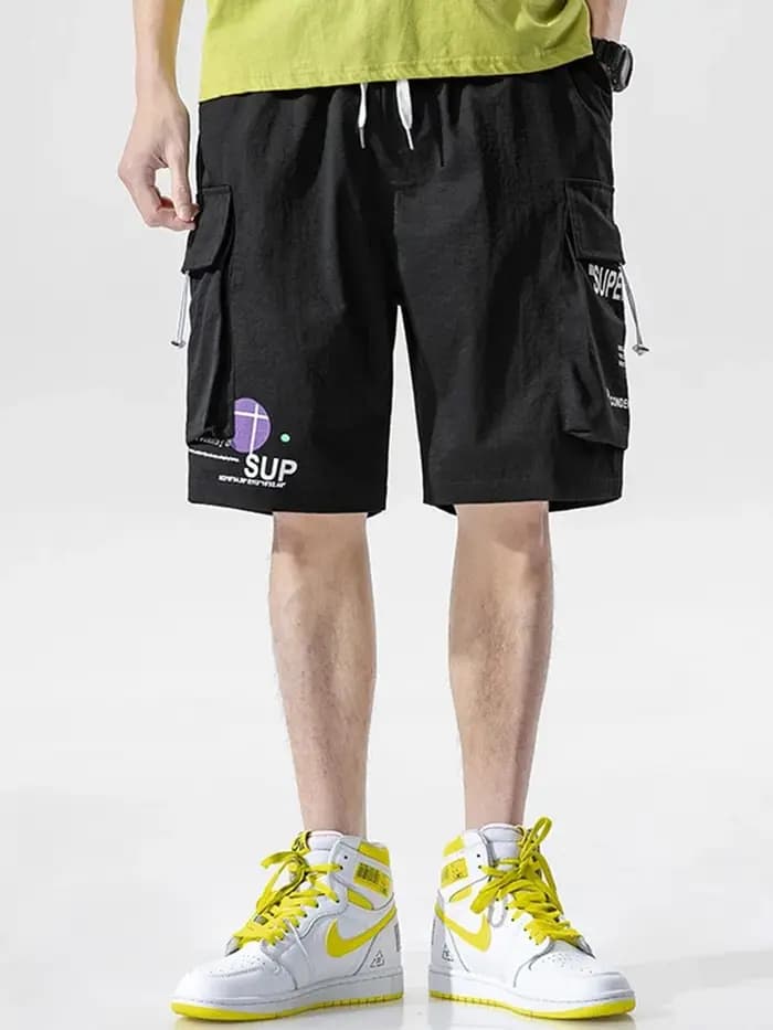 Shorts cargo streetwear japonais d'été multi-poches, style hip-hop, coupe ample, pour le sport et la