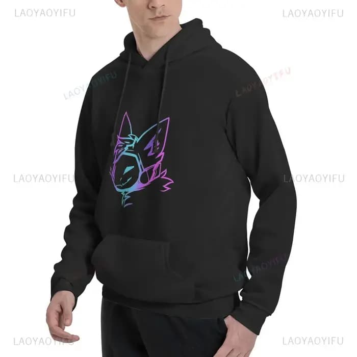 Groovy Protogen buste Lineart Anime graphique sweat à capuche unisexe surdimensionné Streetwear Y2K esthétique Cyber Kawaii Gamer vêtements