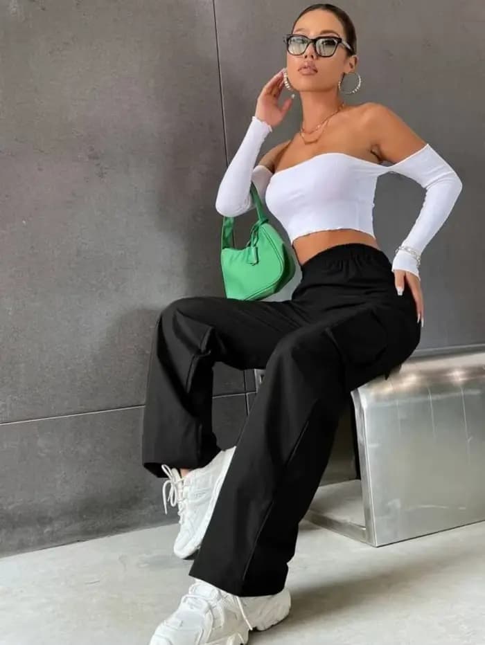 Mode femmes Baggy Joggers pantalon décontracté Communte femme Chic droit Cargo