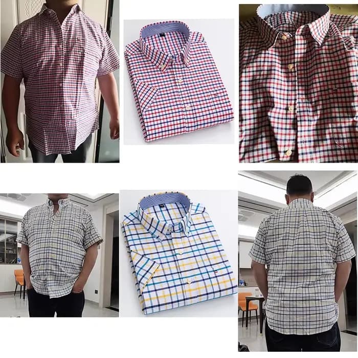 Chemise à carreaux rayée à manches courtes pour hommes