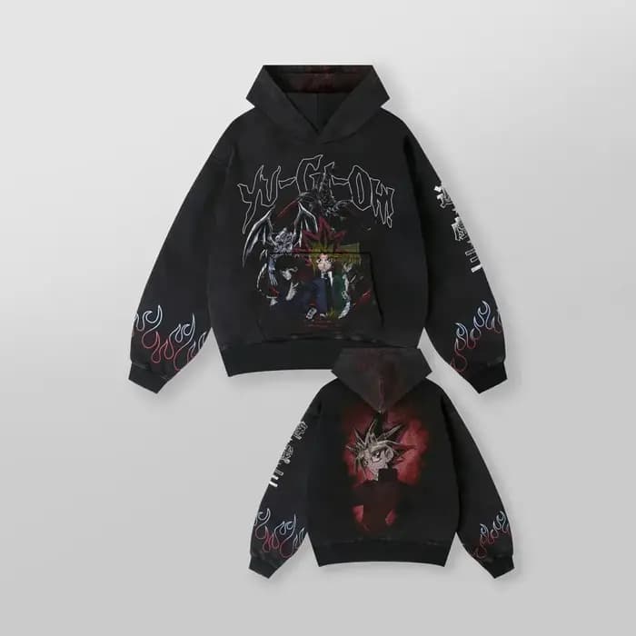 Yu-gi-oh sweat à capuche graphique ensembles pour hommes Grunge Streetwear