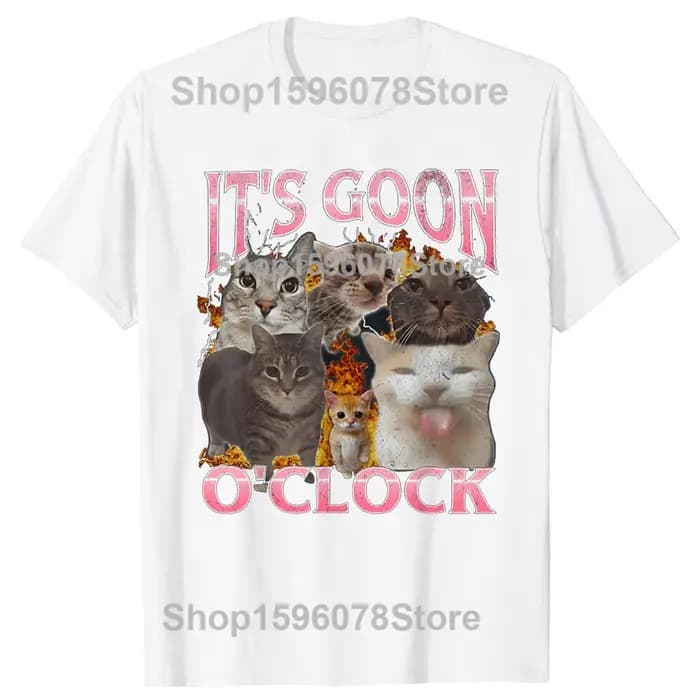 Drôle IT's GOON O'CLOCK chat graphique T-shirt hommes femmes décontracté Hip Hop Streetwear T-shirt