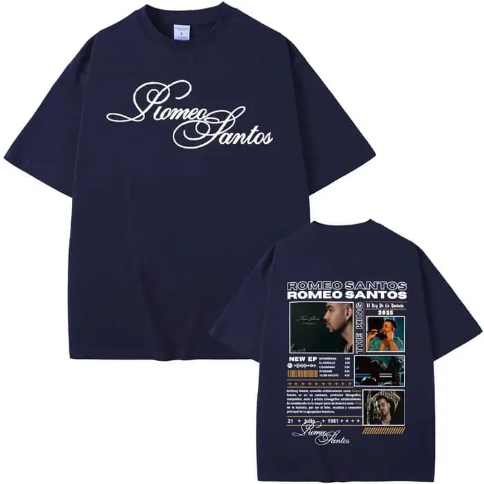 Rappeur Romeo Santos le roi Tormula Tour 2025 T-shirts graphiques hommes gothique mode Hip Hop t-shirt surdimensionné