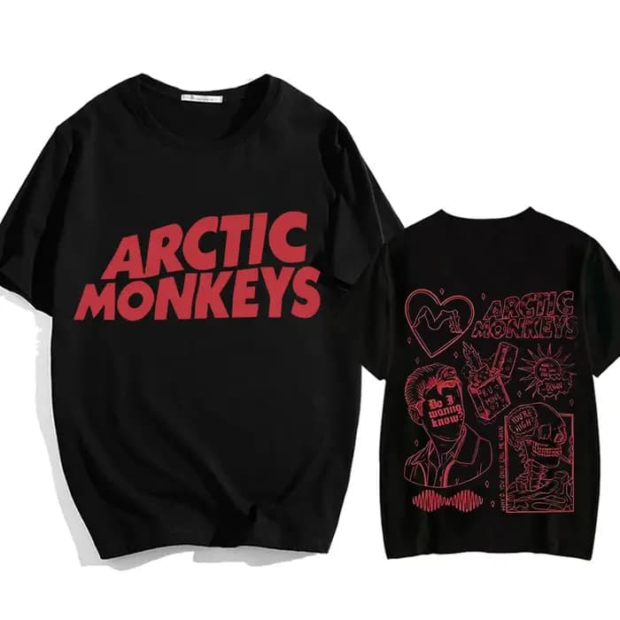 T-shirt à col rond unisexe à manches courtes, Économie rétro Arctic Monkeye, impression de lettres,