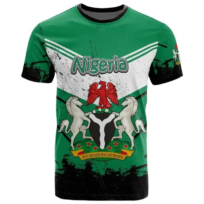 T-shirt à manches courtes imprimé 3D pour hommes, blason nigérian, t-shirts à col rond, décontracté,