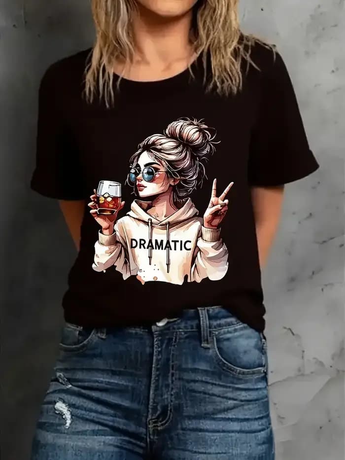 T-shirt décontracté pour femme style streetwear années 90