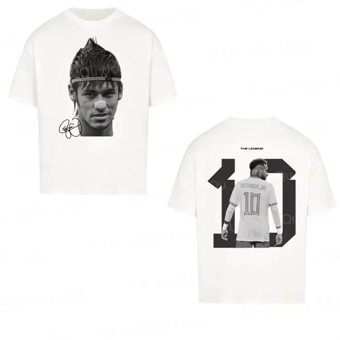 T-shirt en coton à manches courtes imprimé Neymar Star du football américain pour hommes et femmes,