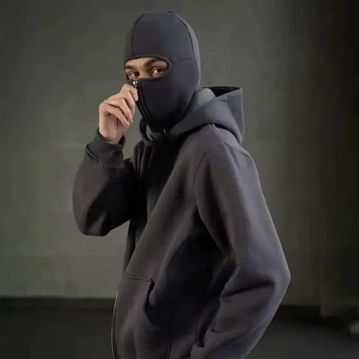 Nouveau sweat à capuche zippé unisexe en polaire automne/hiver-design de masque