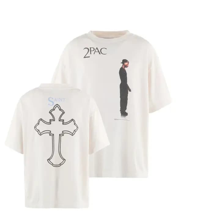 SAINT 2SS × 2PAC Joint T-shirt décontracté à manches courtes été hommes et femmes pur coton haute ru
