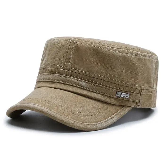 Casquette militaire plate en coton lavé pour hommes et femmes