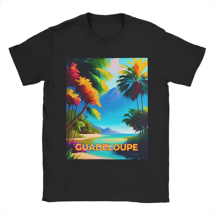 T-shirt Oversize d'été avec drapeau de la Guadeloupe – Nouveauté Gwada – T-shirts en coton pour couple – Motif génial – Hauts à manches courtes