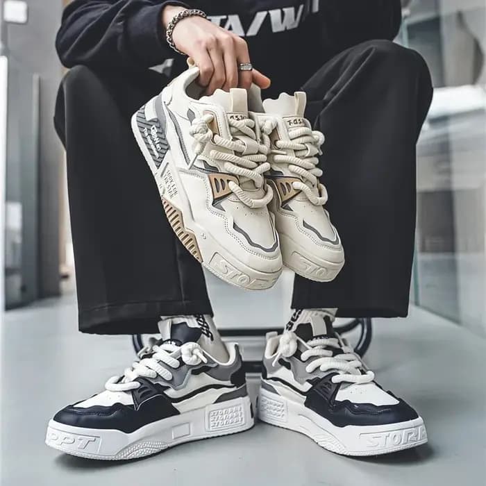 Chaussures de skate tendance pour hommes, baskets confortables et antidérapantes à lacets décontract