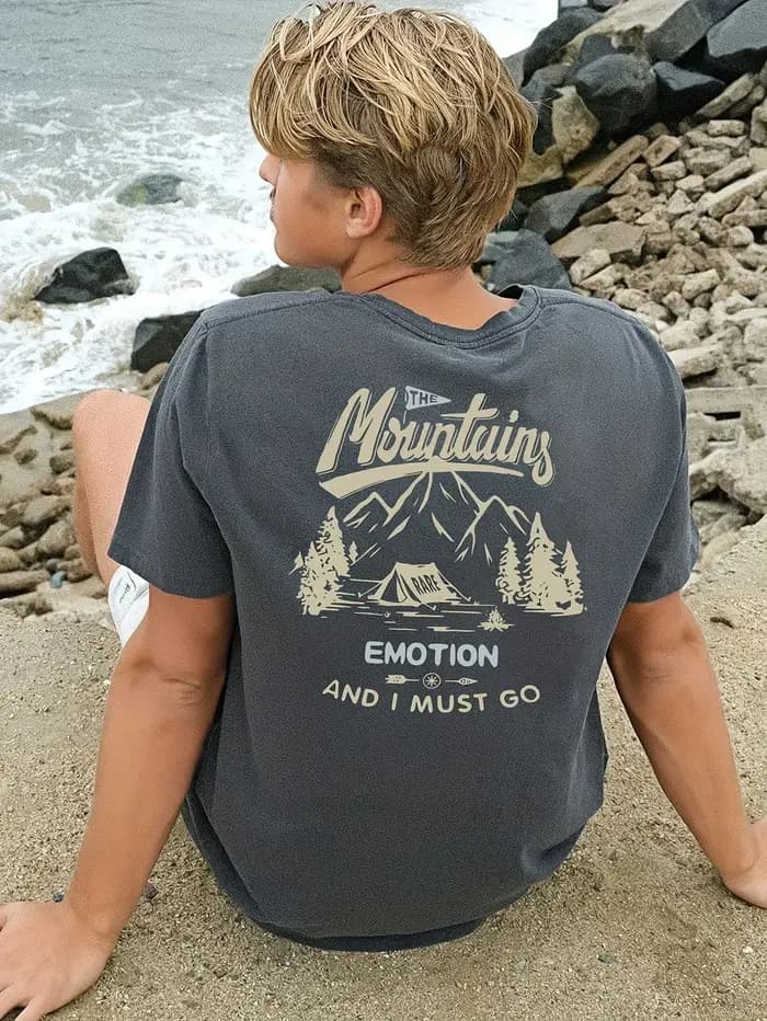 T-shirt pour homme de style rétro pour le camping en montagne