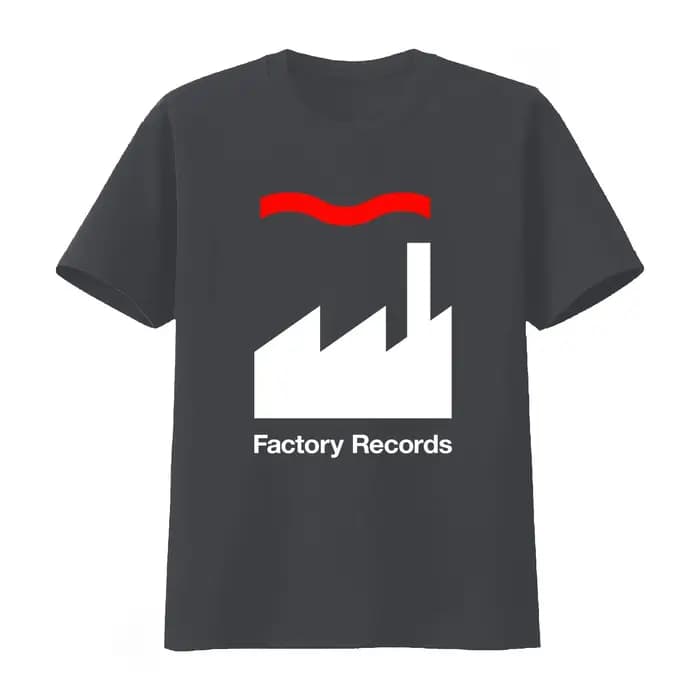 T-shirt Factory Records disponible en noir et blanc classiques