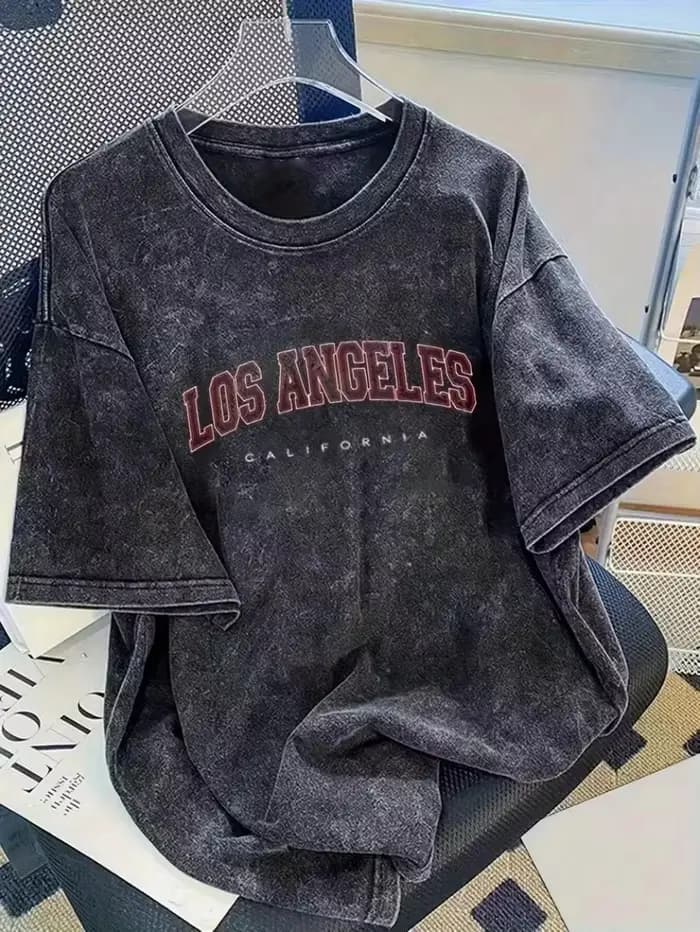 T-shirt unisexe oversize en coton à col rond