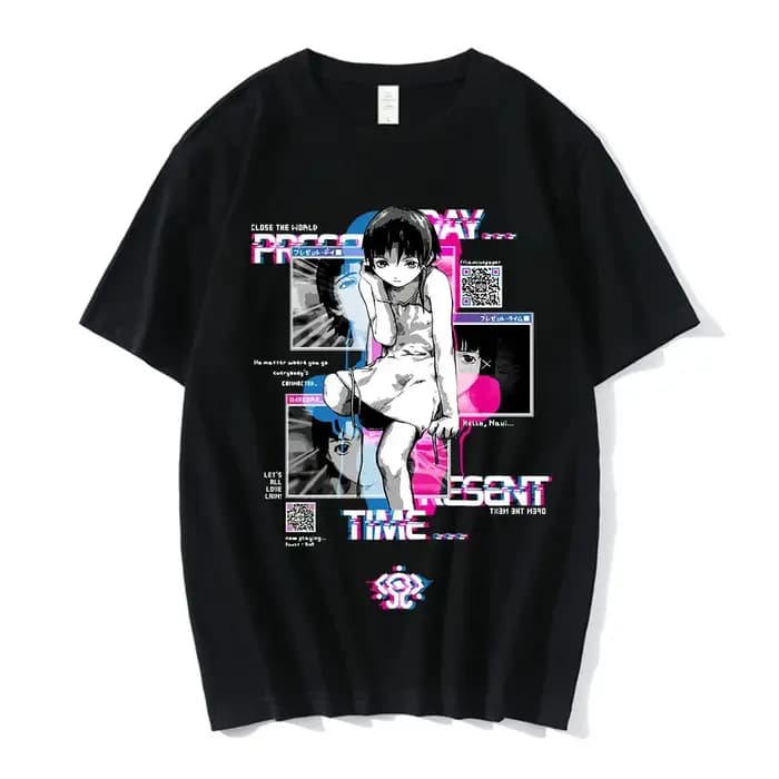 Anime expériences en série Lain T-Shirt hommes femmes graphique t-shirts unisexe Iwakura Manga fille