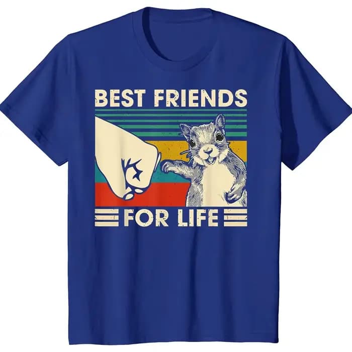 Drôle rétro Vintage écureuil meilleur ami pour la vie t-shirts graphique coton Streetwear cadeaux d'anniversaire Style d'été T-shirt