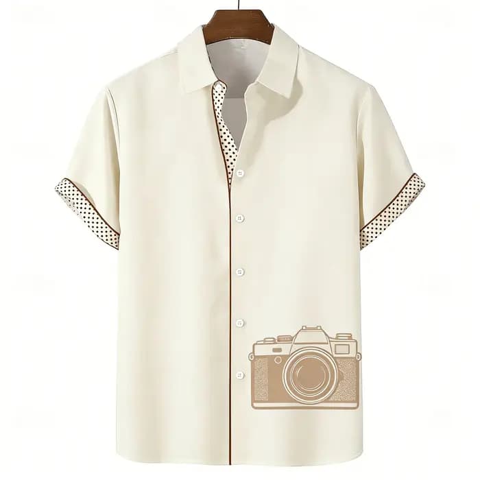 Chemise à manches courtes pour homme avec imprimé palmiers au coucher du soleil