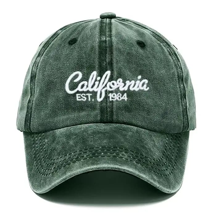 Casquette de baseball en coton brodée Californie unisexe vintage délavée
