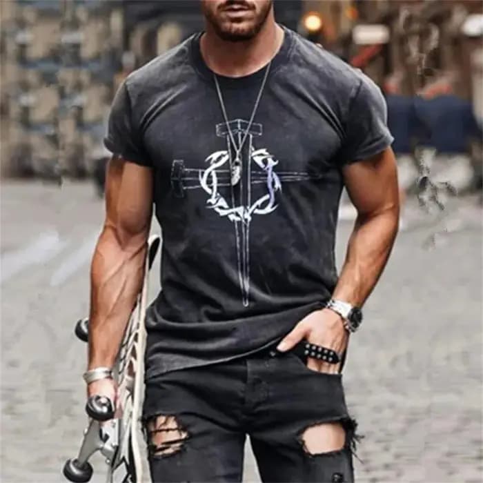 T-shirt imprimé 3D vintage pour hommes, col rond, Cool, surdimensionné, Muscle Streetwear, vêtements d'été, vente chaude, nouveau