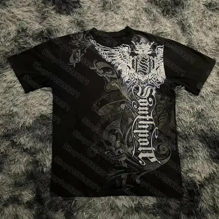 T-shirt Hip Hop Streetwear Femme Vintage Graphique Style Américain Mode Ample Tops Décontractés Couple Manches Courtes Vêtements