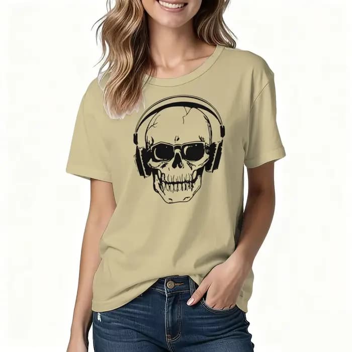 T-shirt lumineux à imprimé crâne pour hommes et femmes