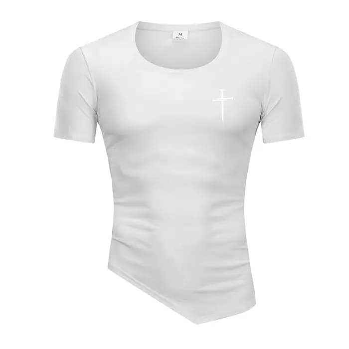 Chemise ajustée à manches courtes à imprimé croisé personnalisé pour hommes