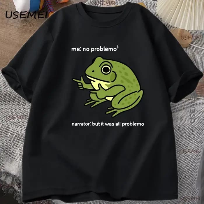Drôle grenouille Me aucun problème T-shirt graphique t-shirts décontracté col rond coton à manches courtes