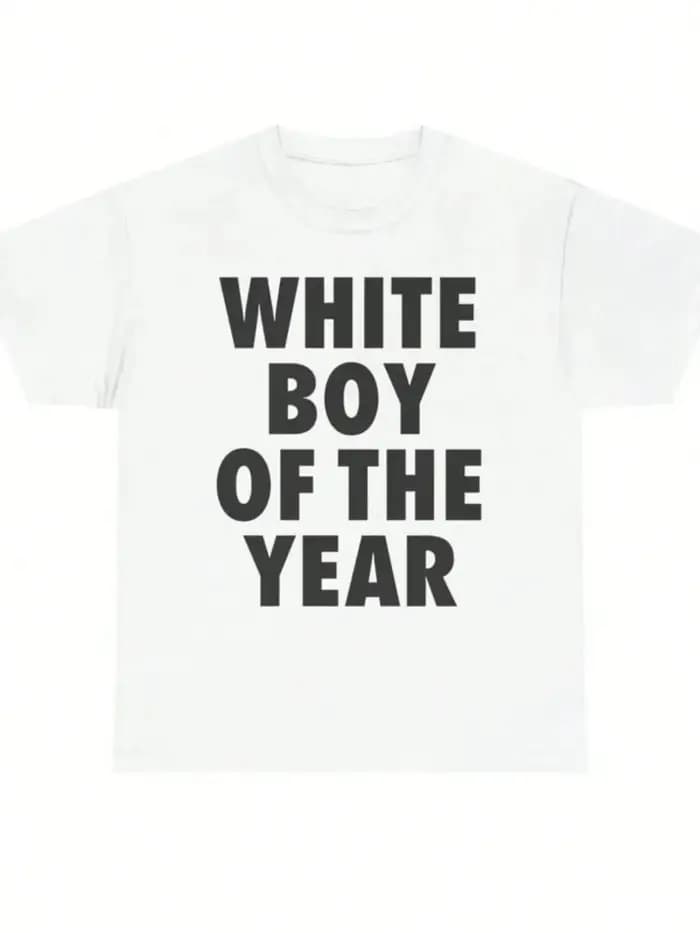 Blanc garçon de l'année t-shirts coton imprimé à manches courtes T-shirt rétro décontracté Streetwear Vintage