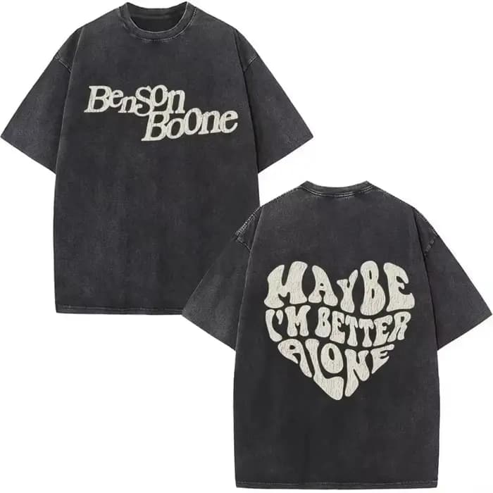Peut-être que je suis mieux seul - T-shirts vintage lavés Benson Boone - Vêtements pour hommes et fe