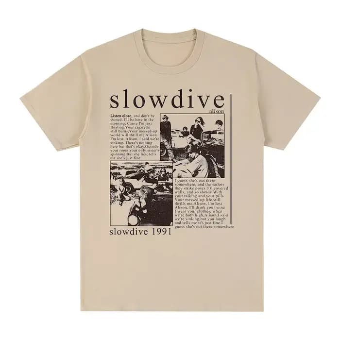 Slowdive Alison 1991 Vintage T-shirt Tour 90s classique coton hommes