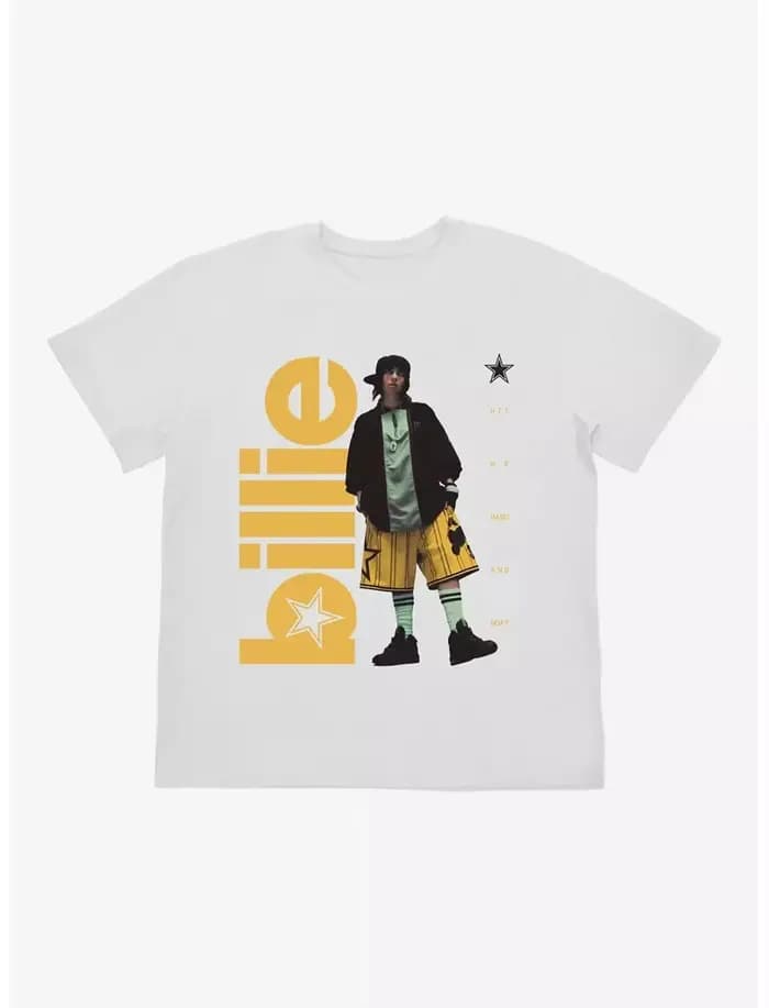 T-shirt unisexe ample en pur coton style streetwear, imprimé étoile Billie Eilish, nouvelle collecti