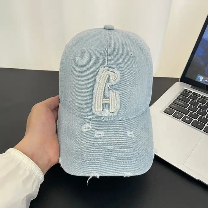 Chapeau de baseball en jean à bords évasés