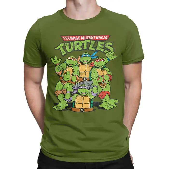 T-shirts classiques à logo rétro des tortues ninja pour hommes