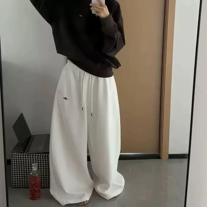 Pantalon de jogging oversize gris et noir pour femme