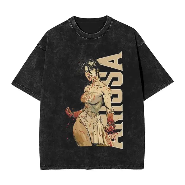 T-shirt unisexe oversize en coton, style streetwear, imprimé manga invincible américain, effet délav