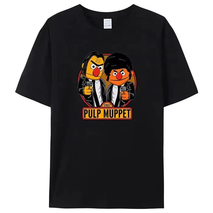 Mode vêtements pour hommes respirant sésame rue imprimé décontracté coton T-Shirt Vintage été à manc