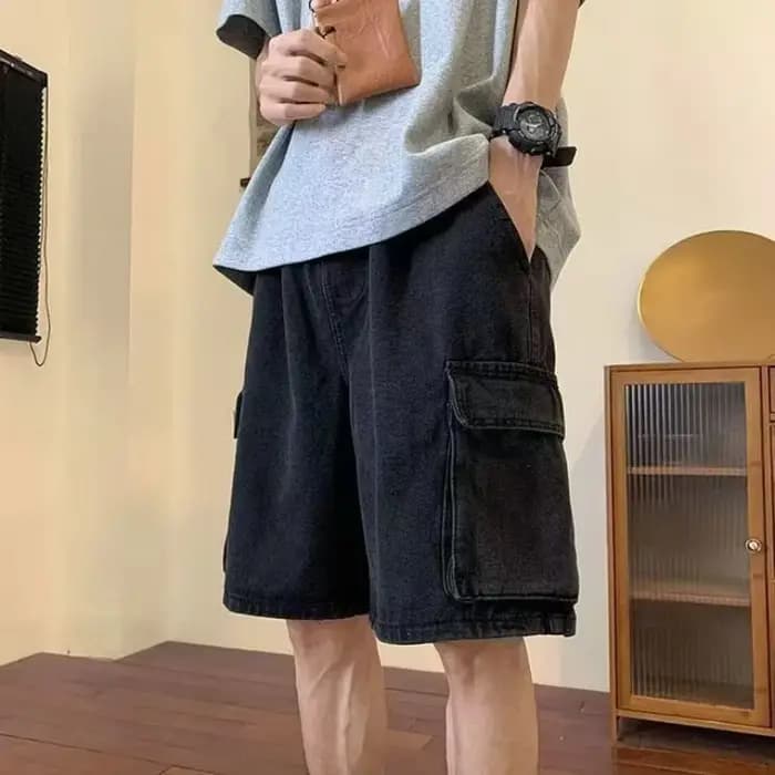Été nouveaux shorts en jean pour hommes vêtements de rue rétro coréen Harajuku poche jeans