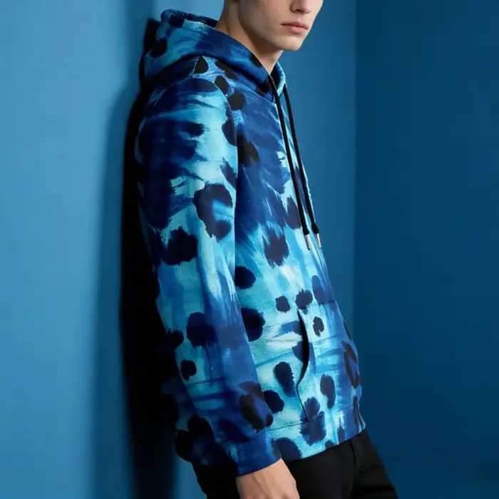 Sweat à capuche imprimé léopard coloré pour hommes