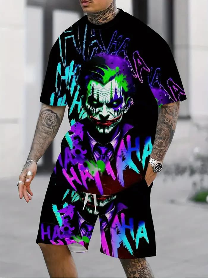 Ensemble T-Shirt à manches courtes et col rond, Short à cravate avec poches, tricoté à col rond, Mic