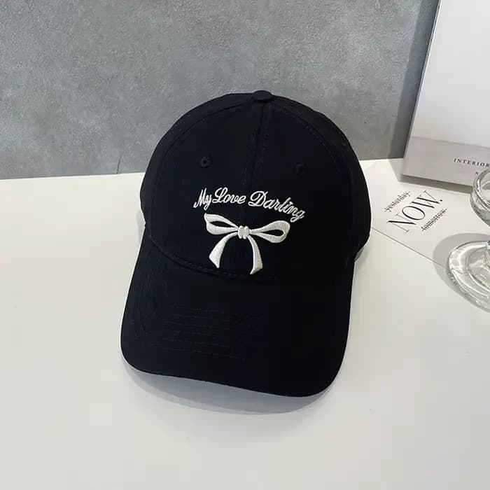 Casquette de baseball Sweet Bow avec broderie de lettres, casquette à visière large, casquette à vis