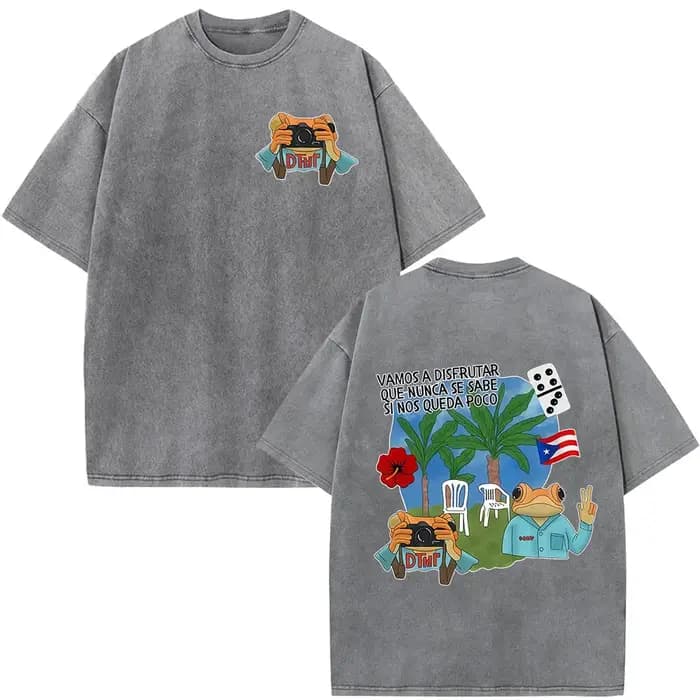 T-shirt Rapper Bad Bunny Vintage Lavé Debi Tirar Mas Fotos DTMF World Tour Album T-shirts Hommes Fem