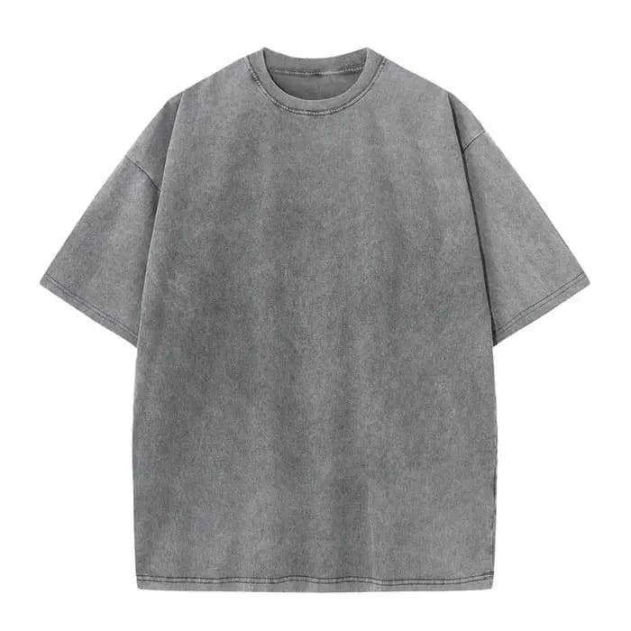 T-shirts vintage délavés pour hommes 350 g/m² – Style streetwear hip-hop rétro punk Harajuku – Hauts décontractés en coton à manches courtes effet délavé à l'acide