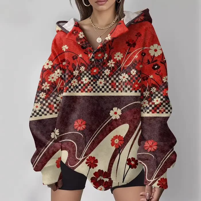 Vintage confortable Sweat à capuche surdimensionné pour femmes