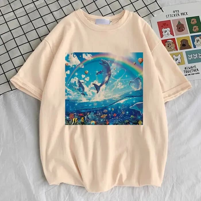 Frutiger Aero t-shirt fille graphique confortable gothique années 80 Pastel respirant