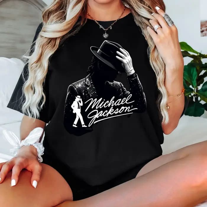 T-shirt unisexe en coton 100% avec motif de film de Michael Jackson, coupe ample, style streetwear d